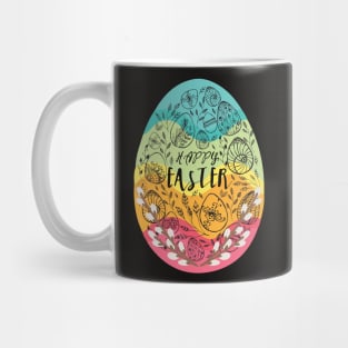 egg in pastel colors adorned with black folk patterns Mug